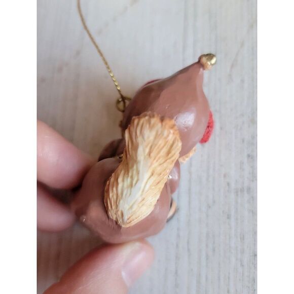 Chipmunk earmuff bell ringer rustic ornament Xmas - Picture 4 of 6